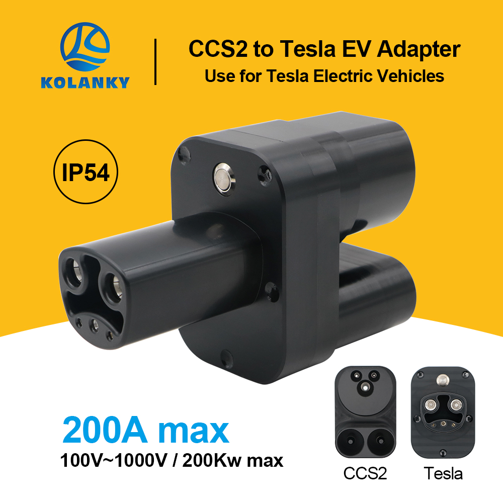 CCS2 para Tesla Car EV Charger Connector, 200A com DC para veículo elétrico, carregamento rápido, compatível com Tesla Modelo Y, S, 3