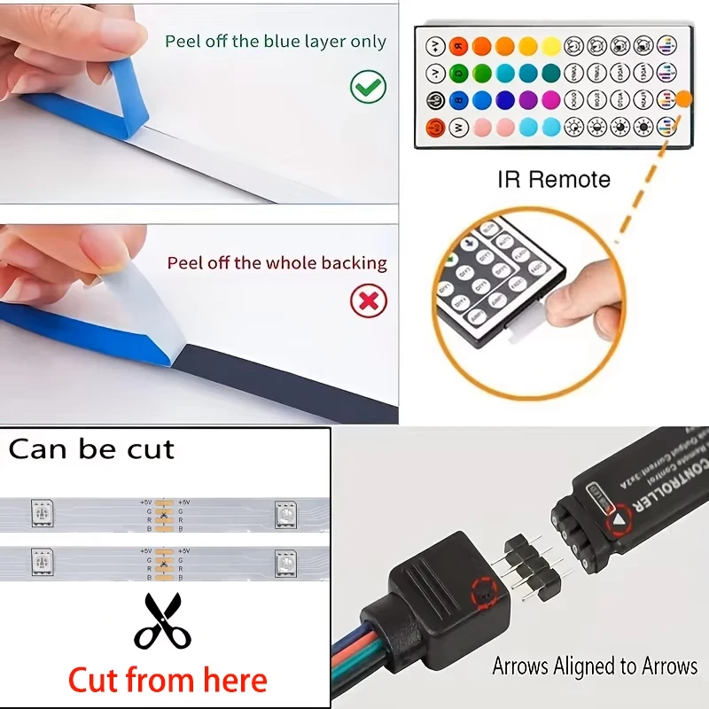 Led Lights for TV 3 Key,24 key,44 key,Control Led Strip USB 5V Tape Lights for Backlight Home Party Decoration Flexible Ribbon