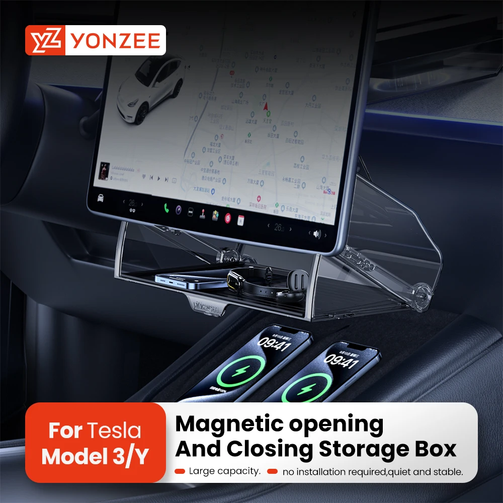 YZ для Tesla Model 3 Y Juniper 2021-2025, аксессуары-органайзер, центральный экран управления, ящик для хранения, коробка для салфеток, аксессуары для хранения