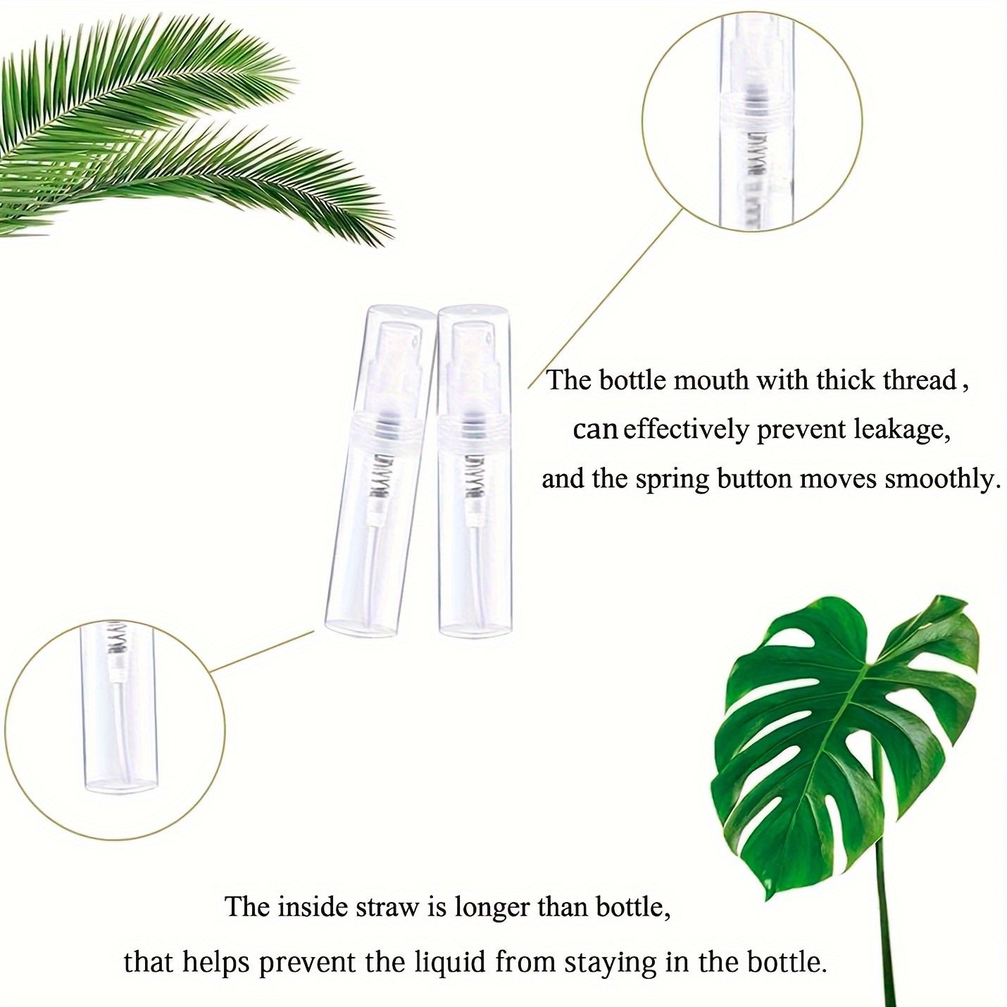 100 botellas de spray 2ML/3ML- Atomizador de viaje recargable transparente inodoro, sin BPA, mini pulverizador portátil para perfume y cosméticos