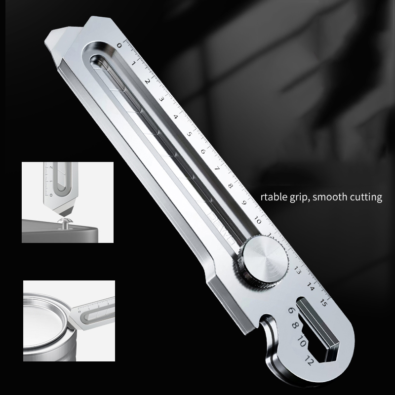 Coltello multiuso tascabile 6 in 1 in lega di alluminio Pedale multifunzionale per taglierina per scatole per carichi pesanti 18MM/25MM Lama Couteau cuscini per cartoni