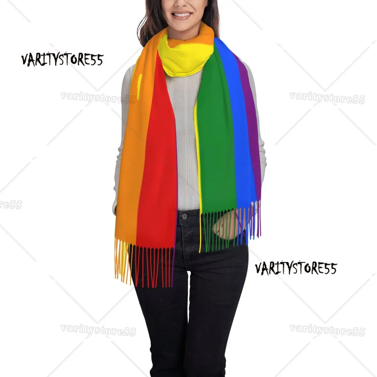 Custom Printed Gay Pride LGBT Rainbow Flag Scarf Women Men Winter Fall Warm Scarves LGBTQ Lesbian Shawl Wrap