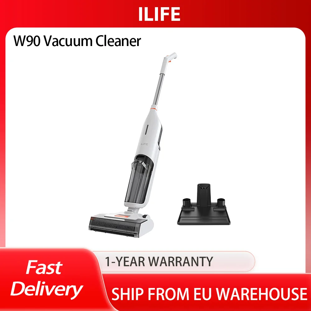 ILIFE W90 Kabelloses kabelloses Nass-Trocken-Smart-Mopp-Waschen, 5500-Pa-Saugkraft, 1 Minute Selbstreinigung, großer Doppel-Wassertank