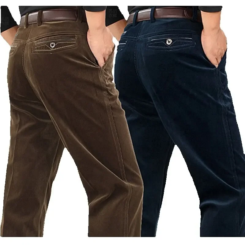 กางเกงผ้าลูกฟูกหลวมJoggersชายวัยกลางคนพ่อติดตั้งในฤดูใบไม้ร่วงและฤดูหนาว2023กางเกงลําลองผู้ชายสําหรับชายstreetwear