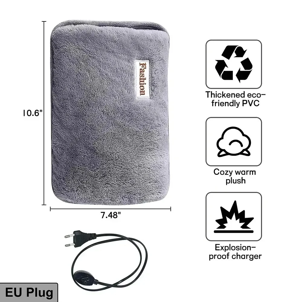 ชาร์จน้ําร้อนขวดน่ารักไฟฟ้ามืออุ่น EU Plug Reusable Hot Compress กระเป๋าเครื่องทําความร้อน Pad กระเป๋ามืออุ่น