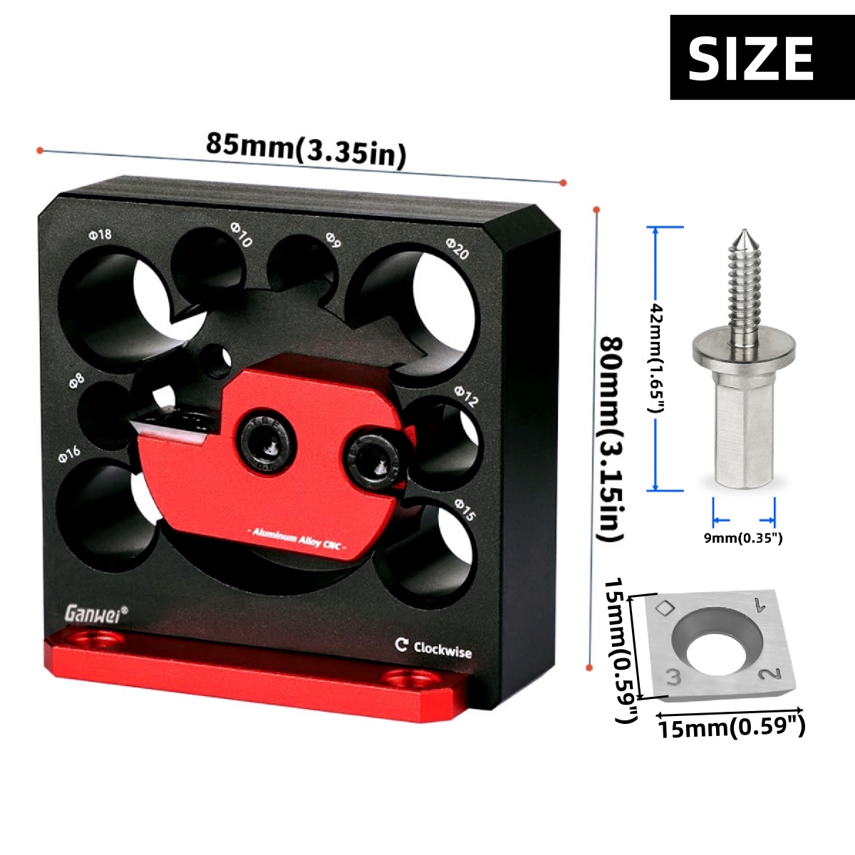 8 หลุม Dowel Maker Jig Kit w/ใบมีดคาร์ไบด์-เมตริกและนิ้วงานไม้ไฟฟ้าเจาะ Milling Dowel รอบ Rod เสริมเครื่องมือ