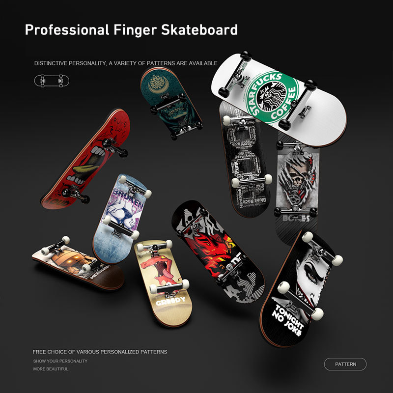 ปริศนาของเล่นProfessional Finger SkateboardงานอดิเรกNovelty Anti Stress Sensory Fingerboardของเล่นMiniของขวัญตลกสําหรับเด็ก