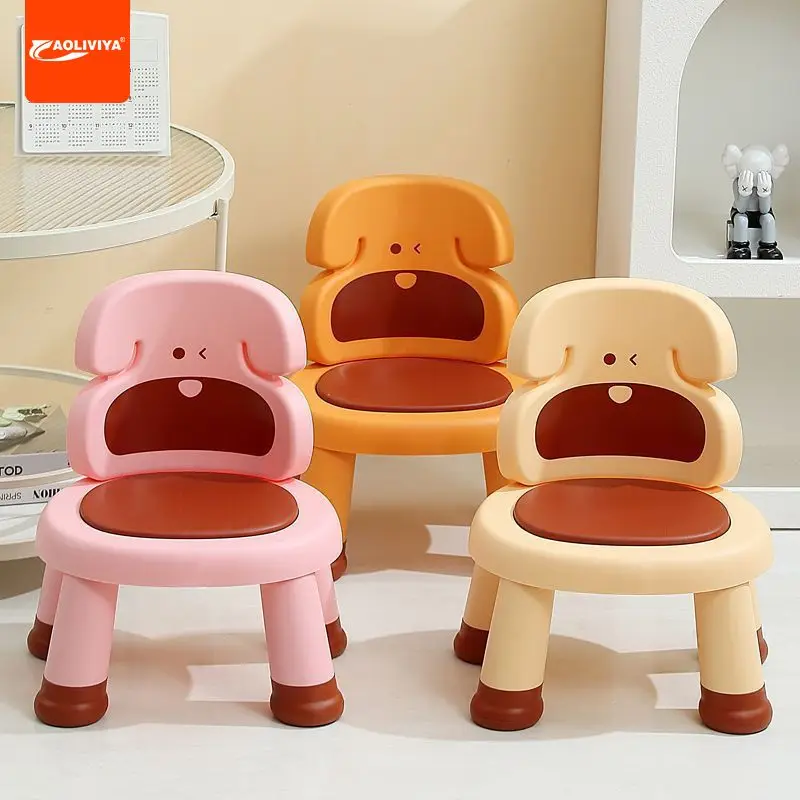 AOLIVIYA Children's Calling Chair Plastic Stool Cartoon Dining Chair Non-slip Children's Fun Farting Backrest Chair Baby Eating