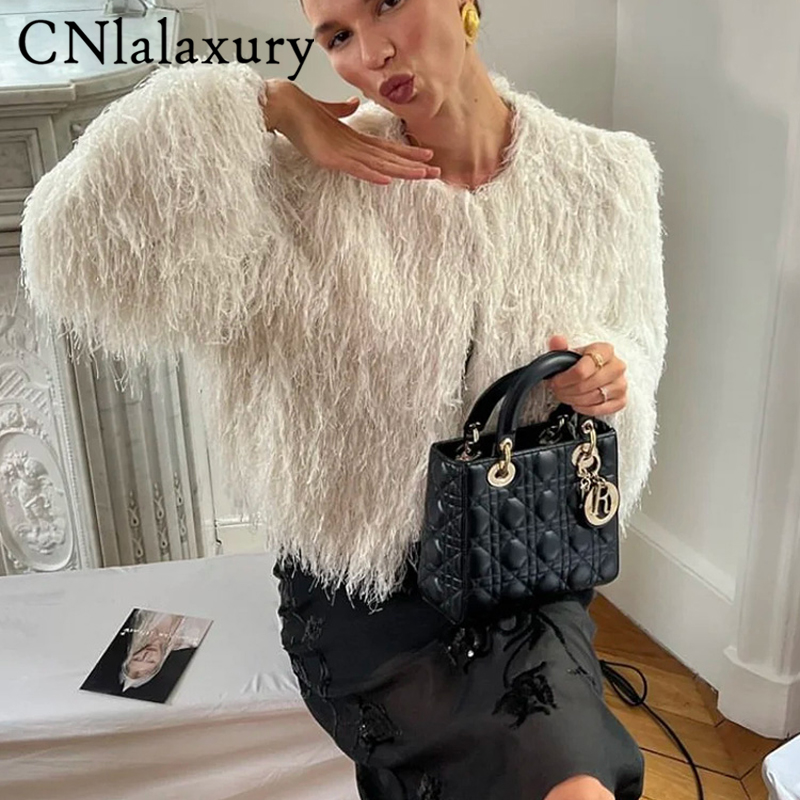 2025 женское укороченное пальто из искусственного меха, модная зимняя свободная короткая меховая куртка с длинными рукавами, женская уличная толстая теплая верхняя одежда