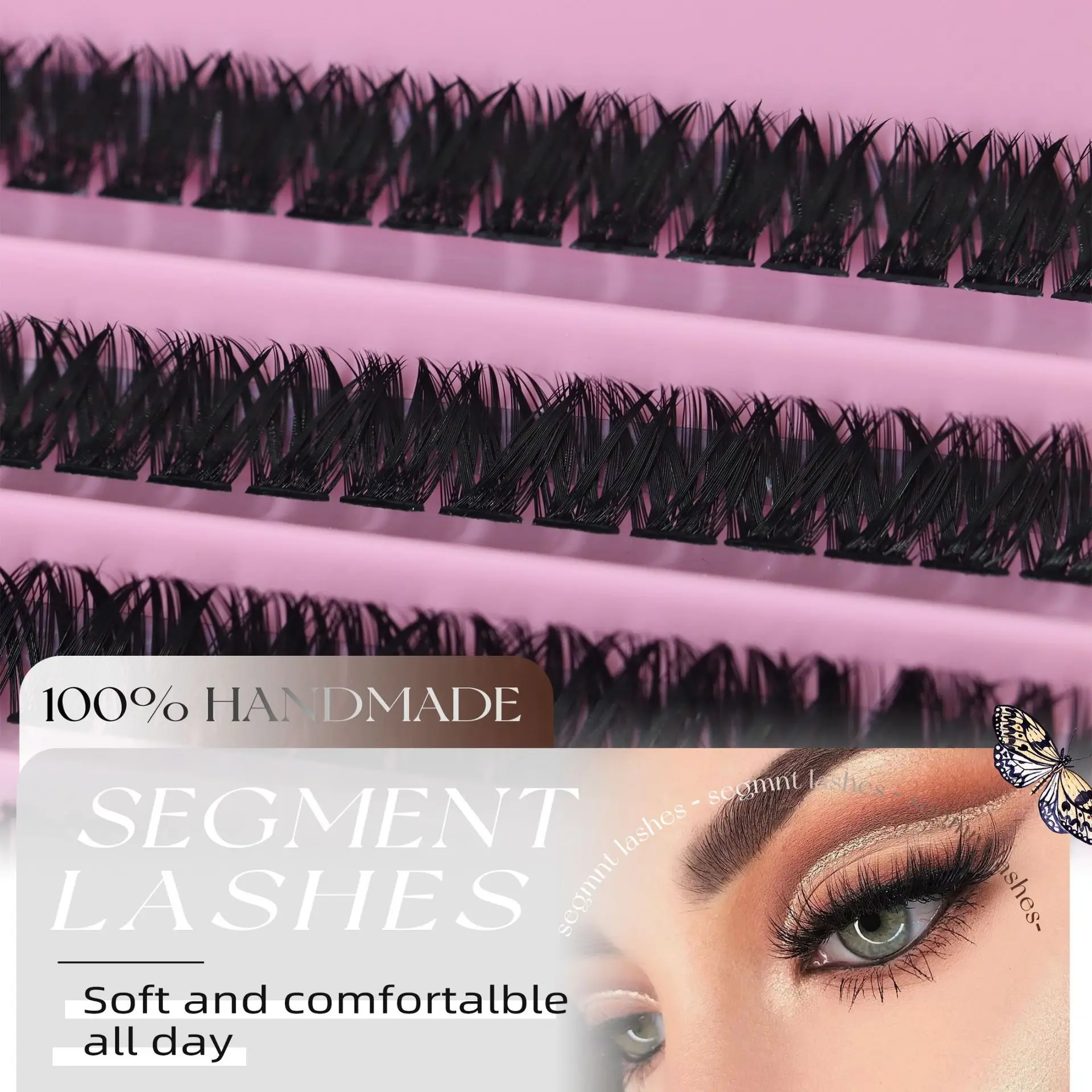 MJ DIY Lashes ชุดขยายขนตา 200 PCS Clusters Lash Bond และซีลเครื่องมือแต่งหน้าสําหรับติดกาวขนตากาวอุปกรณ์เสริม