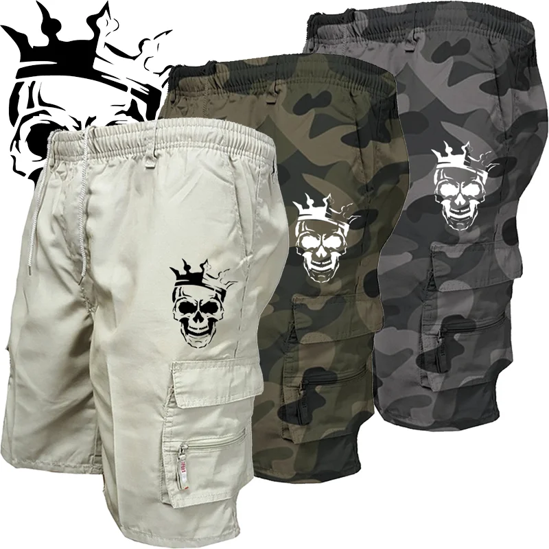 Nova moda multi-bolso calções casuais masculinos de fitness solto calças casuais camuflagem shorts táticos