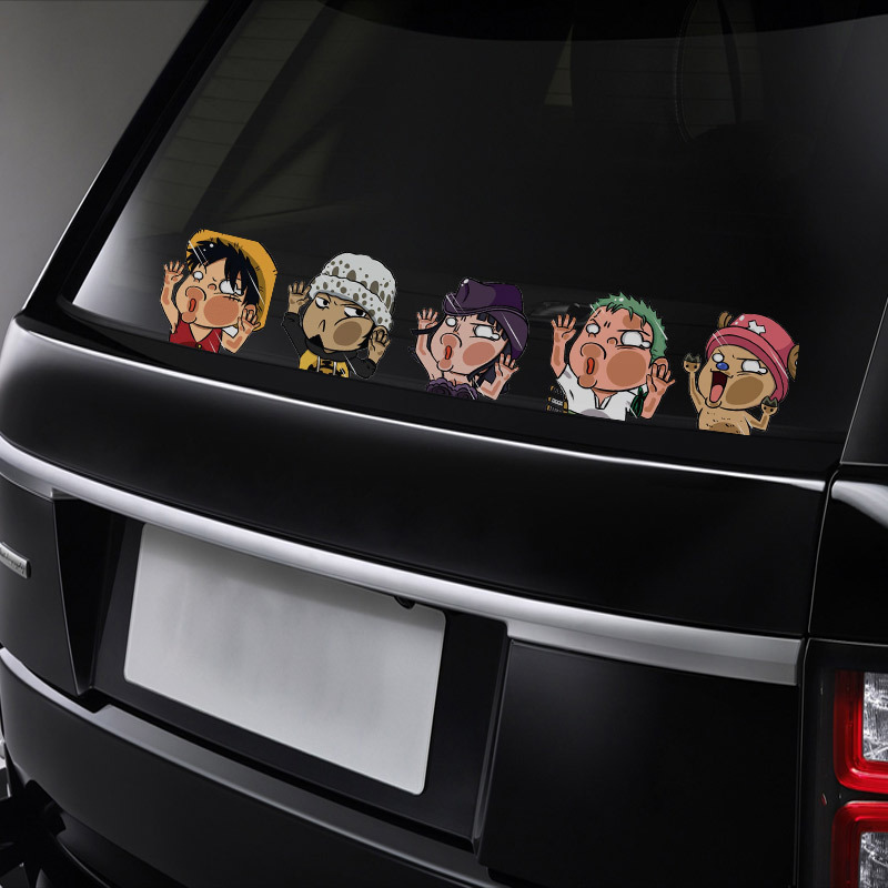 1 Uds. Juego de pegatinas de Luffy de una pieza, divertido Anime, pegatina de vinilo de vidrio para escurrir, para ventana de coche, portátil, Hydroflask, botella de agua de PVC