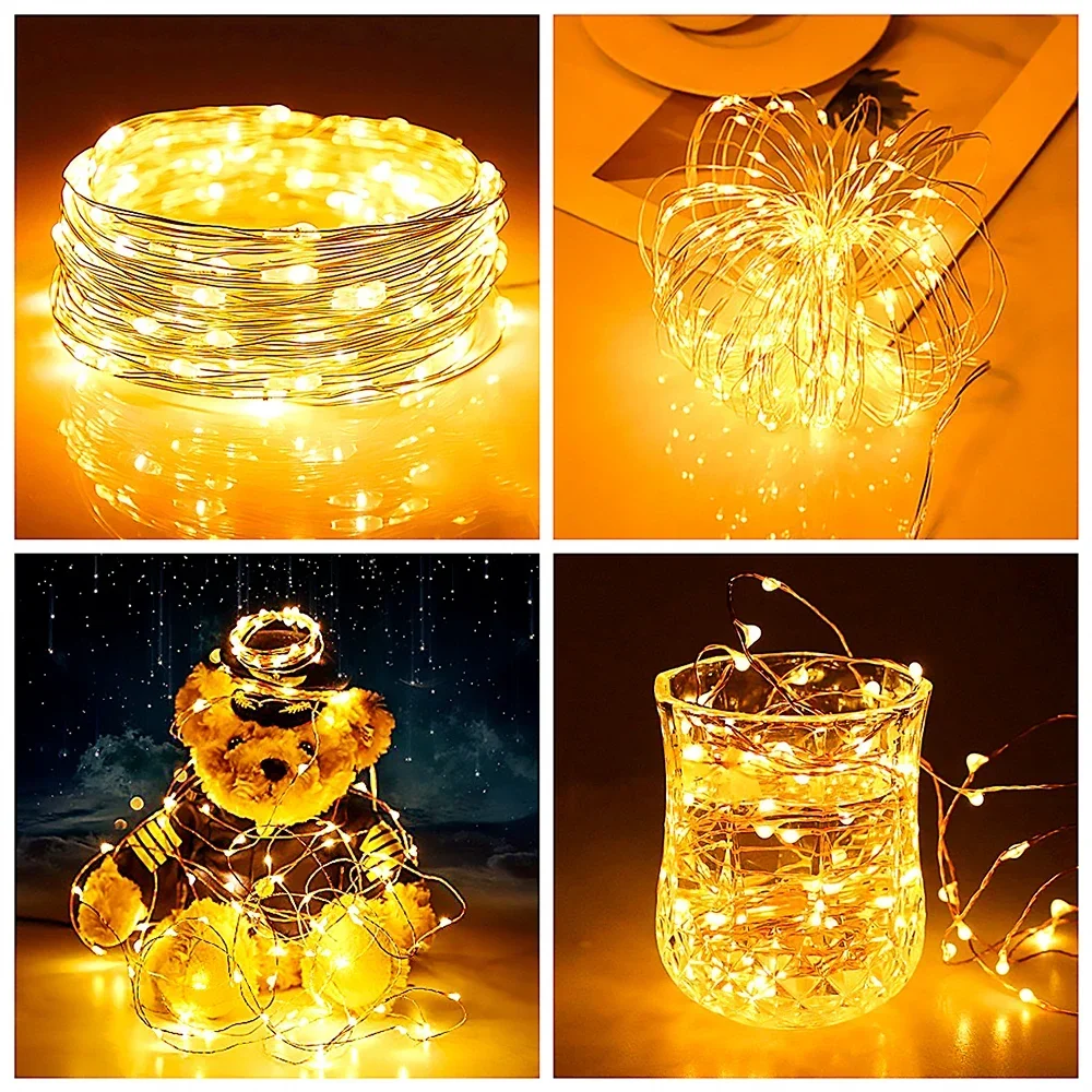 5 メートル/10 メートル/20 メートル USB LED ストリングライト銅銀線ガーランドライト防水フェアリーライトクリスマスウェディングパーティー装飾用
