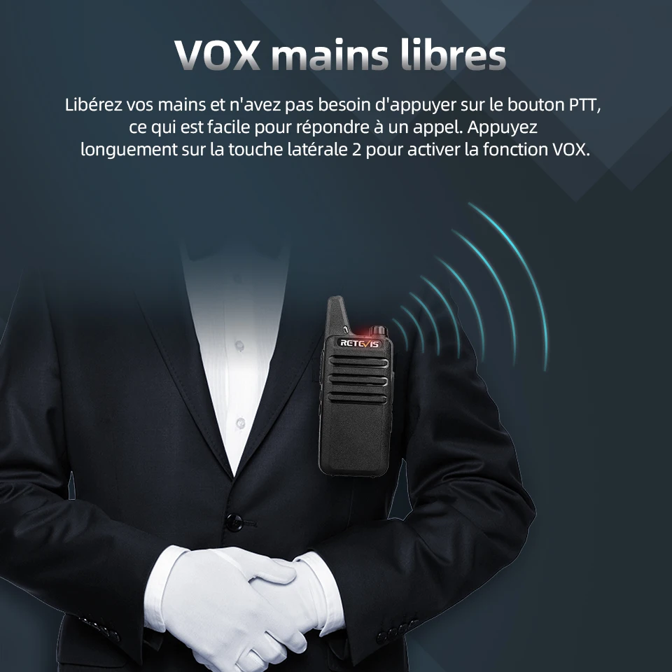 Mini Talkie Walkie Longue Portée 4 6 10 pièces Professionnel Talkie-walkie Walkie Talkie Radio Portable Retevis RT622 PMR PMR446 VOX Talky Walky for Hôtel Restaurant Camping