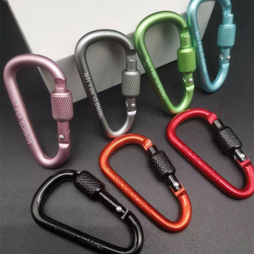 Multi Colors Aluminum Alloy Carabiner Safety Buckle Keychain with Lock Climbing Button D-shape Carabiner Camping Hiking Hook