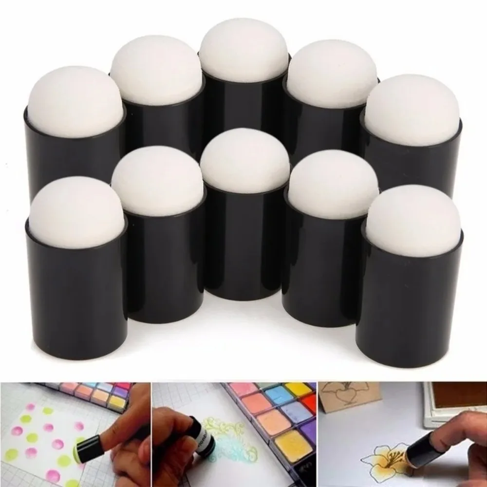 10pcs นิ้วมือฟองน้ํากรณี Daubers โฟมสําหรับใช้ภาพวาดหมึกปั๊ม Crayon Reborn DIY CRAFT Art TOOL 18*33 มม.