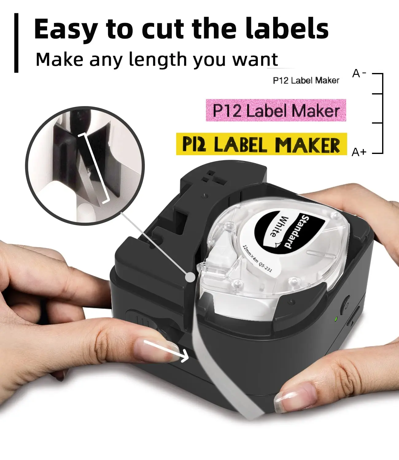 Phomemo P12 P12Pro Label Maker Tape Replacement for DYMO Label Maker Pastic Tape Replace for DYMO Letra Tag 100H LT-100T LT110T