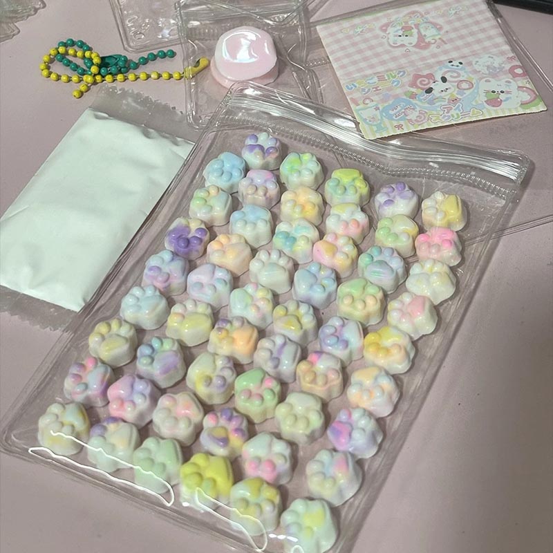 50/100 шт., мягкая игрушка в виде мини-кошачьей лапы, силиконовая милая мягкая красочная кошачья лапа, моти, мягкая игрушка для снятия стресса