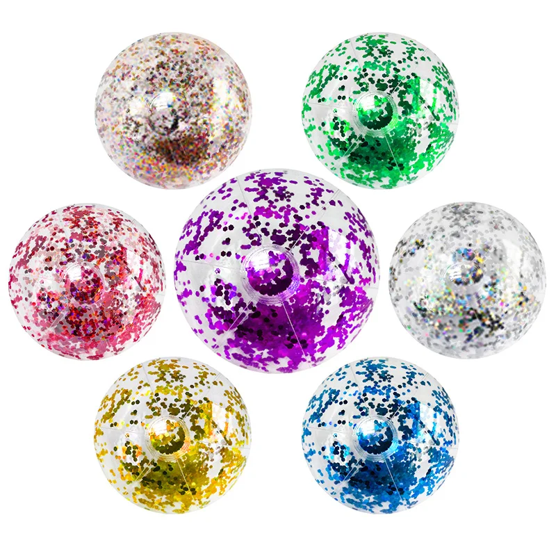 16 นิ้วSequinsลูกบอลชายหาดฮาโลวีนจัมโบ้สระว่ายน้ําของเล่นลูกบอลGlitters Inflatable Clear Beach Ballสระว่ายน้ําน้ําของเล่นชายหาด
