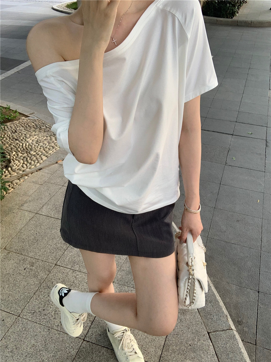 Jerséis sexis para mujer con hombros descubiertos, ropa básica de punto recortada, combina con todo, abertura lateral, sencillo, tierno, delgado, suave y seductor