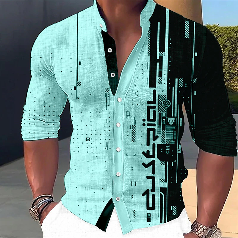 Camisas ligeras de lujo a la moda para hombre, camisas con una botonadura, camisetas de manga larga estampadas con patrón, ropa para hombre, Cardi de graduación 2024