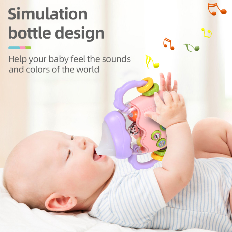 Garrafa de bebê brinquedo educação educação precoce música chocalho pode morder gengivas
