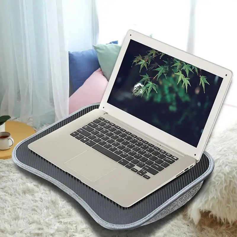 Mesa multifuncional para laptop, almofada e enchimento de partículas de espuma, pequena mesa de travesseiro, mouse pad rígido
