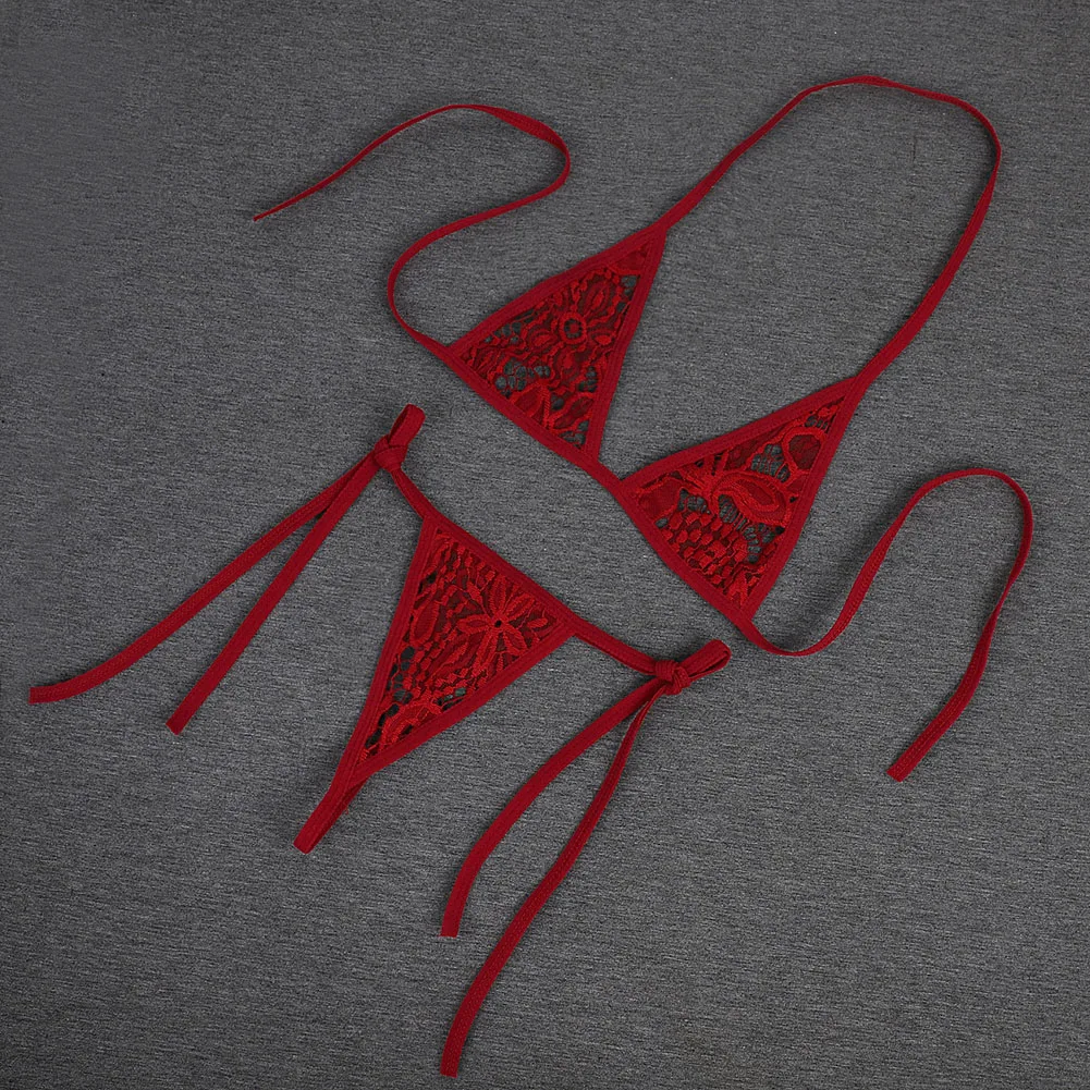 女性のセクシーなランジェリー速乾性ビキニ水着 2 ピースブラジャータイサイド Tバックビーチウェア通気性下着ローライズパンティー