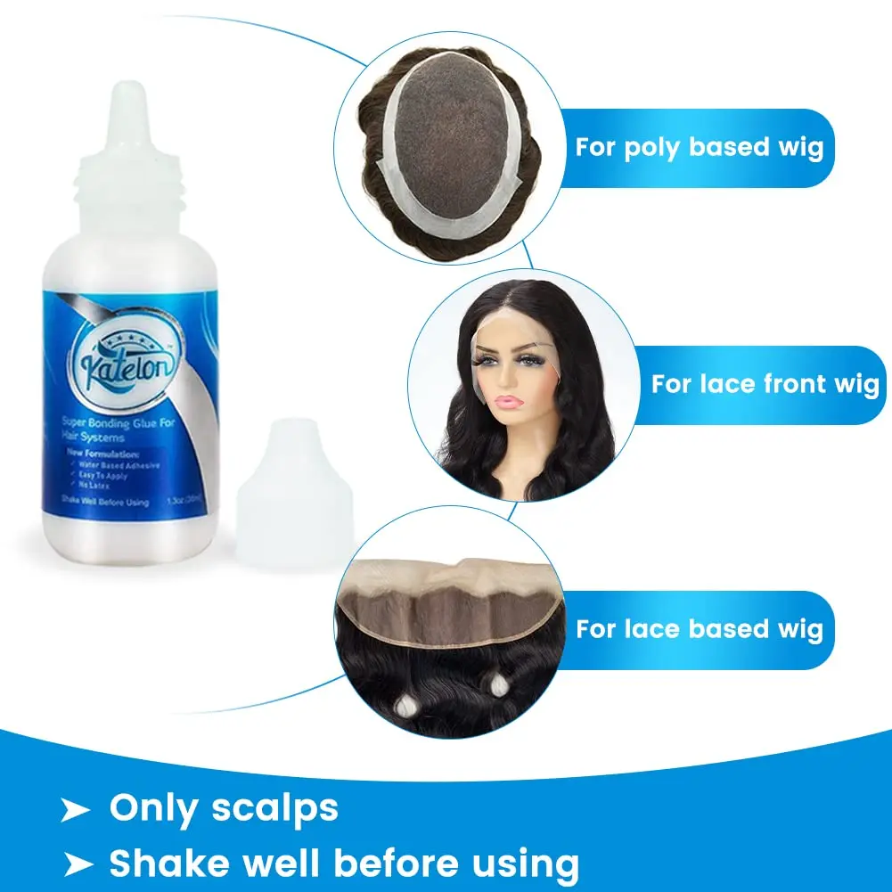 Pegamento para peluca de encaje resistente al agua para peluca con malla frontal, adhesivo líquido de 38ml, barra de cera para peluca, tinte de encaje, banda elástica de fusión en aerosol