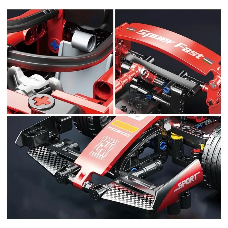 Moc técnico vermelho carro blocos de construção conjunto criativo modelo corrida kit diy montagem criativa tijolos brinquedos aniversário presente natal
