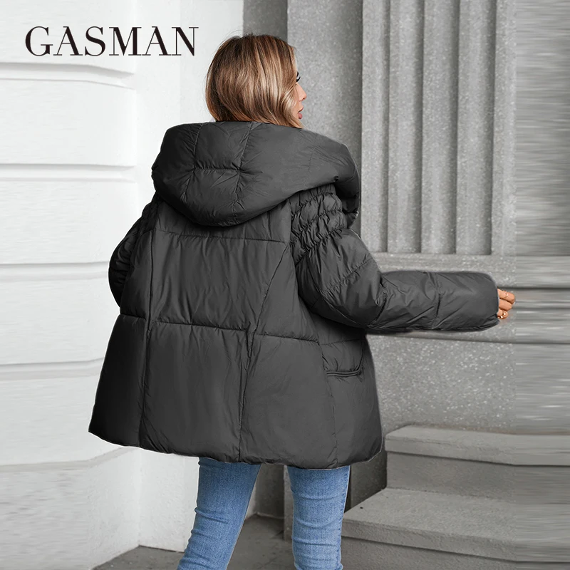 GASMAN-Parka de cuello alto para mujer, chaqueta de plumón cálida con capucha, informal, ajustada, 2024, nueva moda, 88595