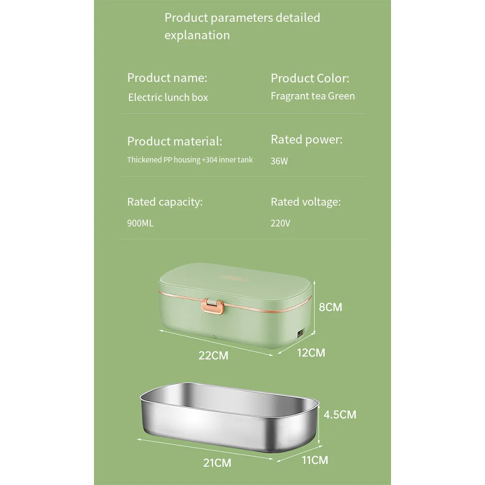 Scatole per il pranzo termiche per ufficio, scatole per il pranzo elettriche portatili, scaldavivande in acciaio inossidabile Bento Box con riscaldamento senza acqua