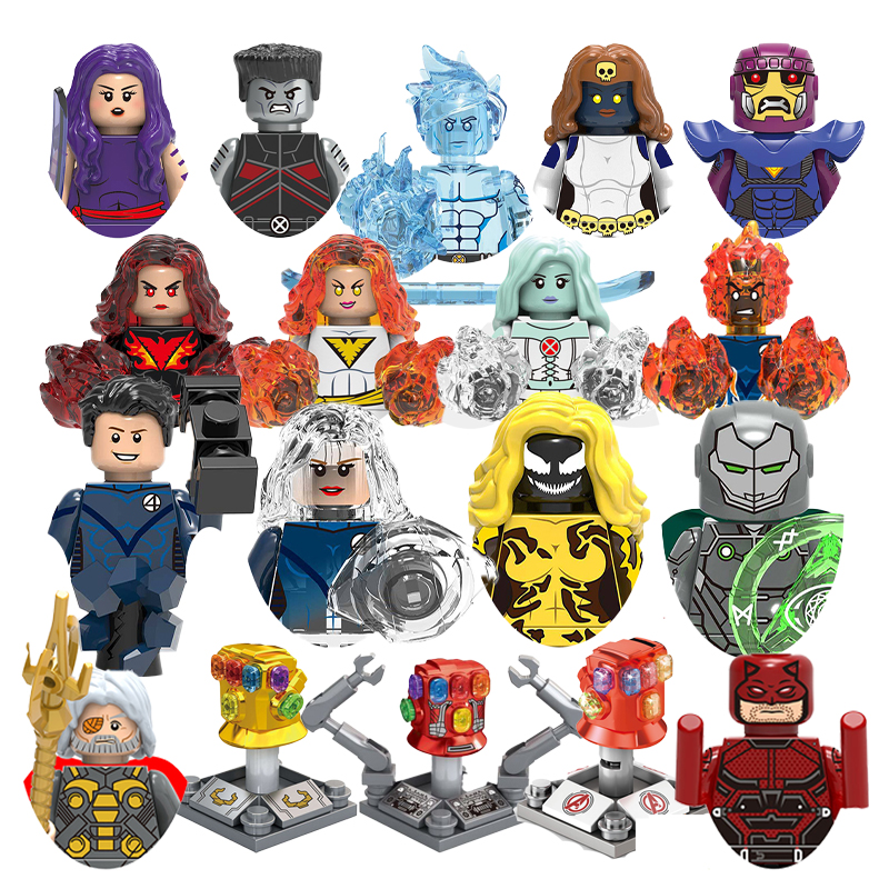 MARVEL Legends juguetes de construcción ladrillos ICE Man Deadpool TV1017-1024 para regalos bloques de construcción Mini figuras de acción juguetes niños