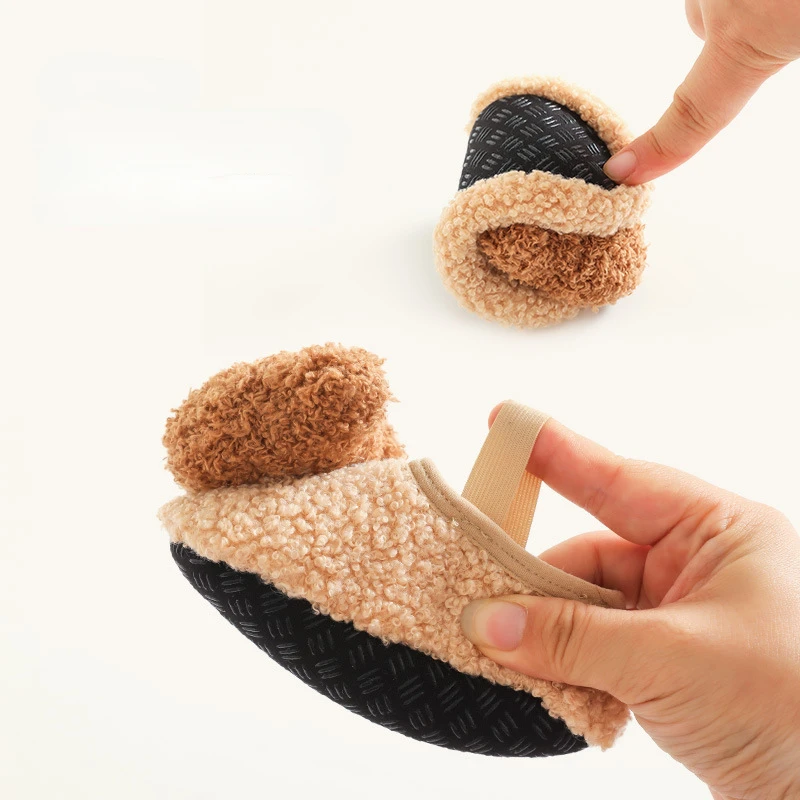 การ์ตูนหมีถุงเท้าเด็กฤดูหนาว WARM เด็กวัยหัดเดินเดินรองเท้าเด็ก Soft Sole First Walkers Anti-SLIP ทารกแรกเกิดรองเท้าเปล