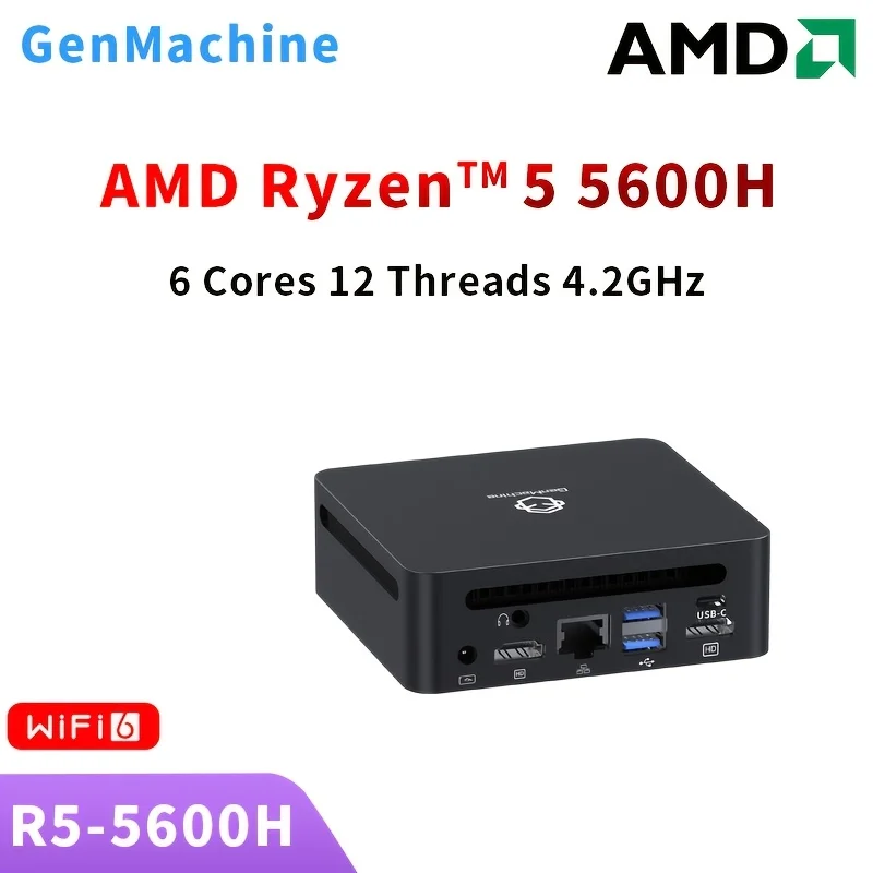 Genmachine AMD Ryzen7 5800H 4800H 4500U Mini PC Windows 11 Ryzen Computer Gaming Dual LAN WIFI6 BT 5.2 DDR4 Diy Gaming Computer
