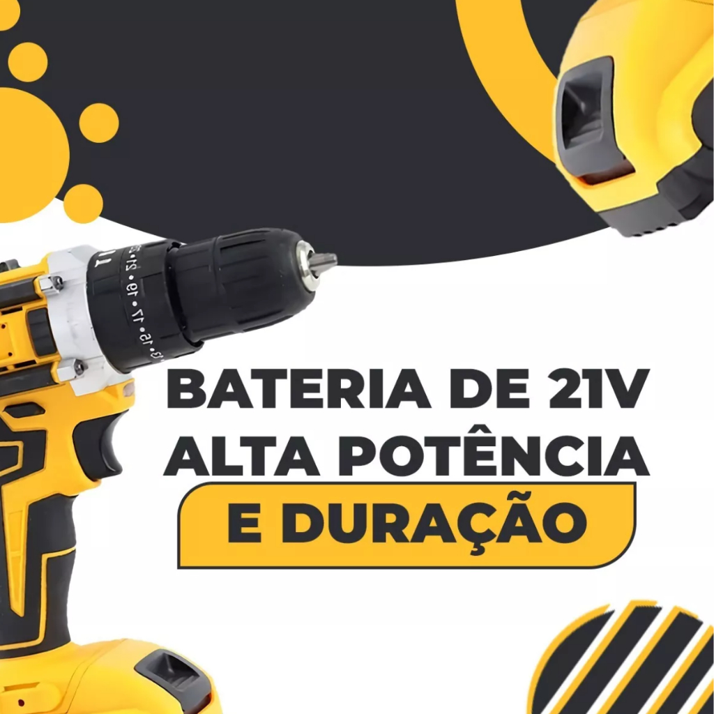 Conjunto de furadeira e chave de fenda sem fio com 2 baterias - Kit de perfuração elétrica profissional de 21V