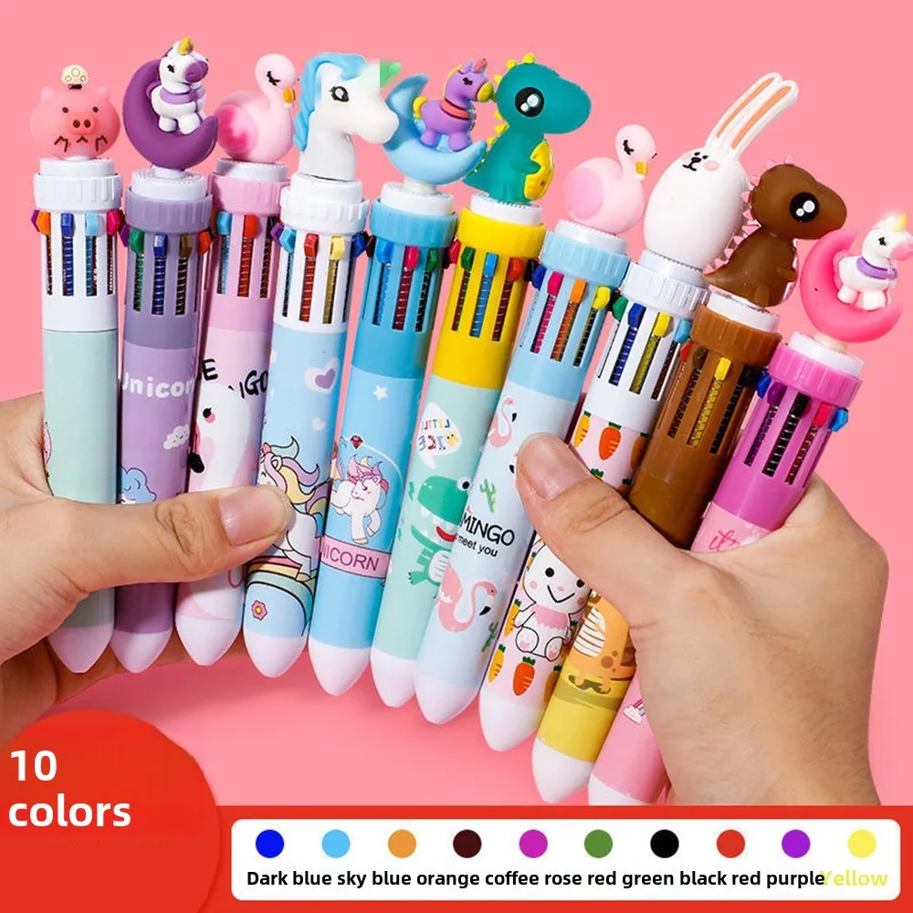 Bolígrafo de dibujos animados de 5-20 piezas, 10 colores, regalos para niños, fiesta de cumpleaños, premios para niños, regalos de invitados de boda de Navidad, paquete de regalo para fiesta de Carnaval