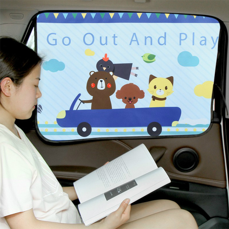 Cortina magnética para ventana de coche, parasol Universal de dibujos animados, protección UV para niños y bebés