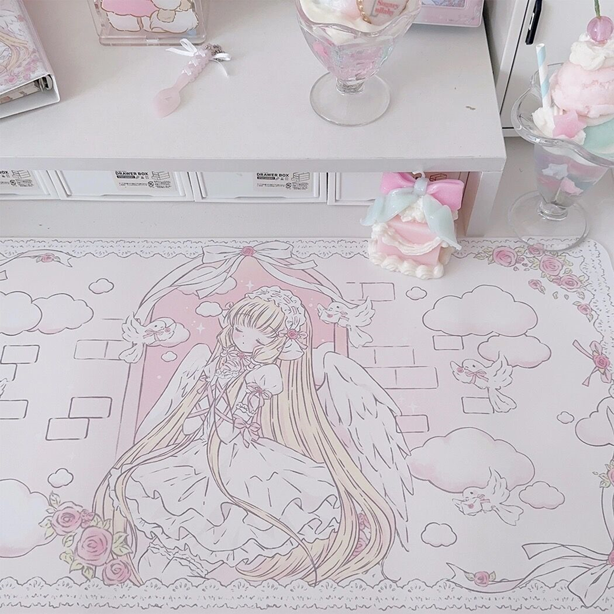 Large Cartoon Mouse Pad Waterproof Gaming Computer Table Mat Kawaii Mouse Mat Desk Costers Office Stationery Desk Organizer