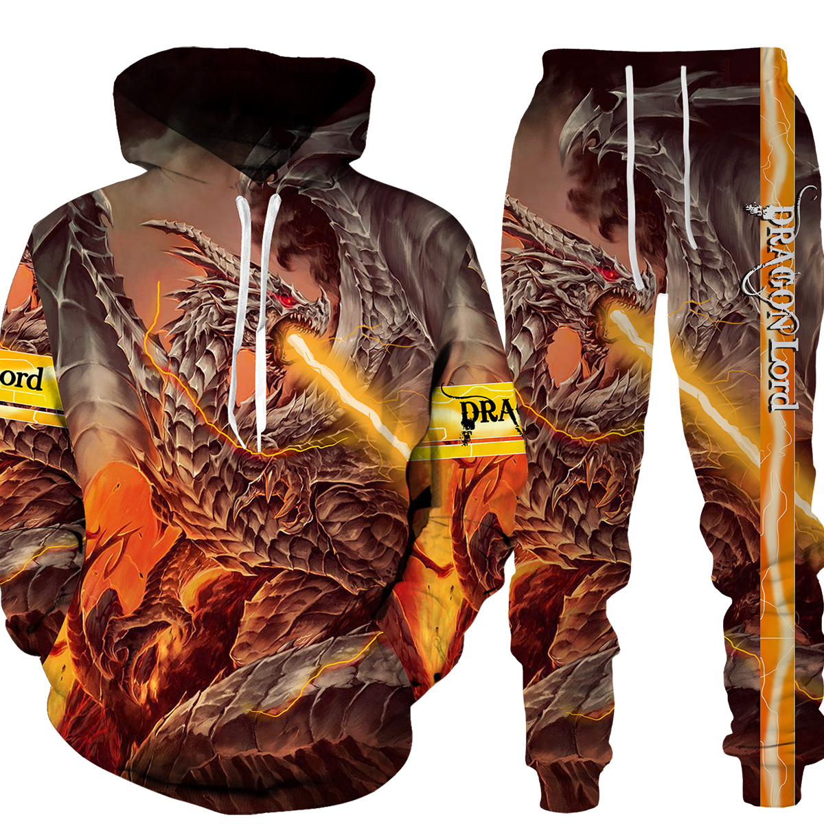Nuevo diseño de dragón hombres Sudadera con capucha Anime Y2k sudadera pantalones de chándal 3D impreso Otoño Invierno Cool sudadera ropa deportiva con capucha