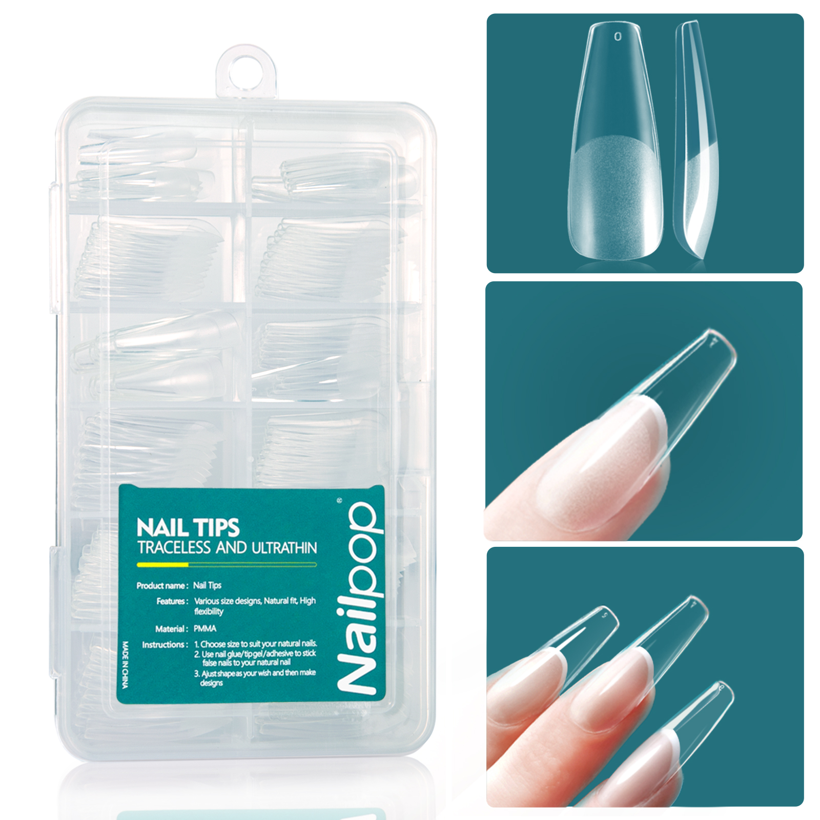 Nailpop 120 шт./кор. гель X типсы для ногтей средней короткой формы миндаль/квадрат/мягкие гелевые типсы накладные ногти замачиваемые легко наращивание ногтей
