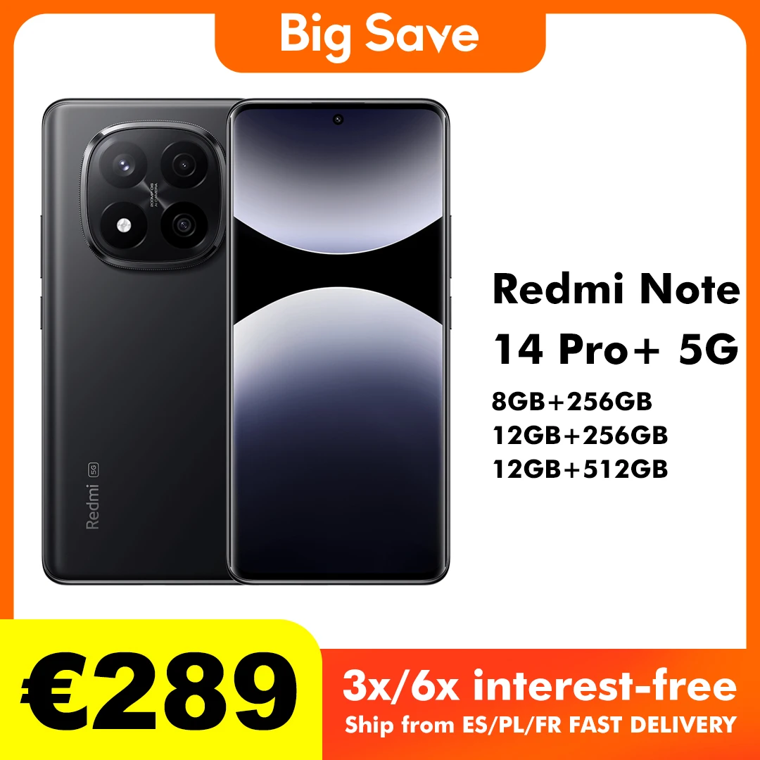 Xiaomi Redmi Note 14 Pro Plus 5G NFC, Snapdragon® 7s Gen 3,Pantalla AMOLED de 6,67" 1,5K,Cámara de 200MP,Cargador no Incluido