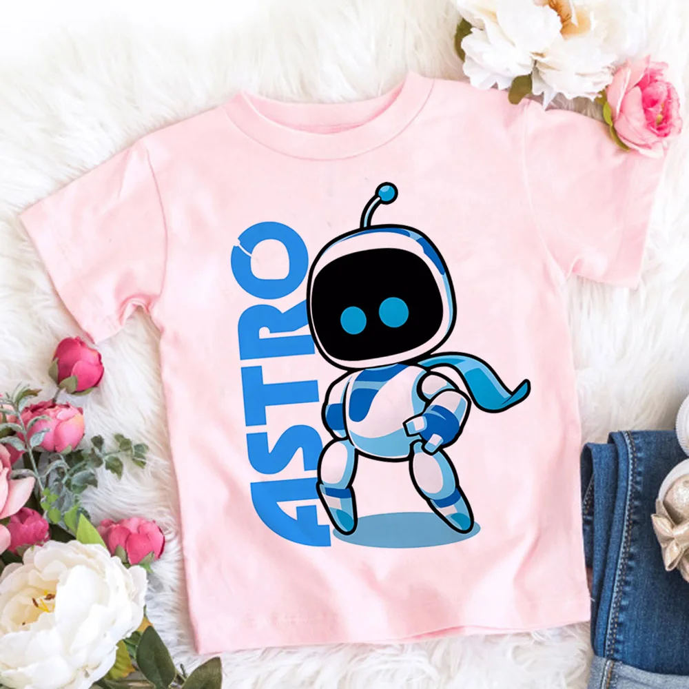 アストロボット Tシャツ子供のためのかわいい漫画フィギュアグラフィック Tシャツボーイズカジュアル半袖トップスファッション子供服
