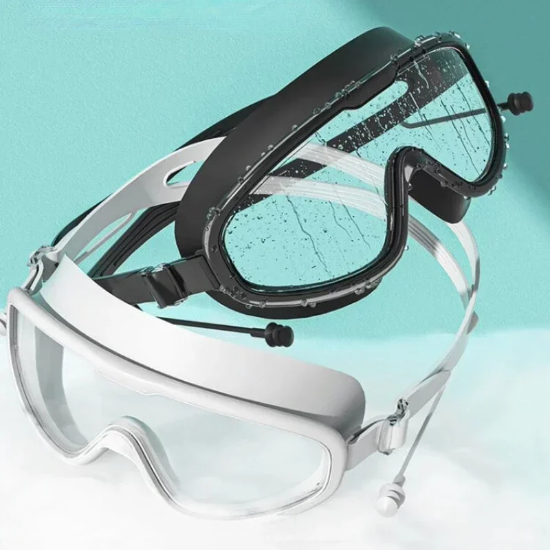 Gafas de natación con montura grande para adultos y niños, lentes de natación antiniebla de alta calidad, impermeables, HD, equipo de natación, 2024
