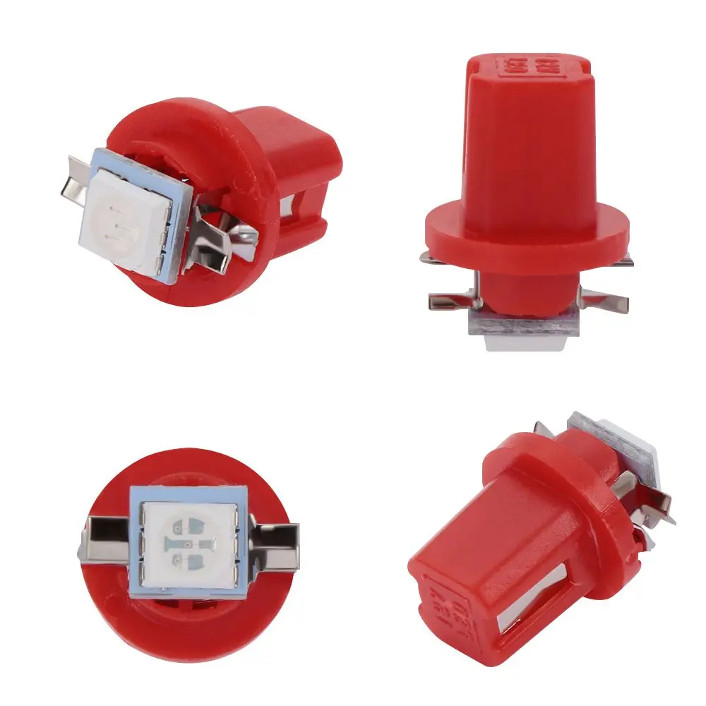 10ชิ้นไฟรถยนต์5050มาตรวัดไฟ LED แสดงสถานะหลอดไฟแผงวงจรไฟภายในแผงหน้าปัด T5 B8.5D 1smd อุปกรณ์เสริมรถยนต์5สี