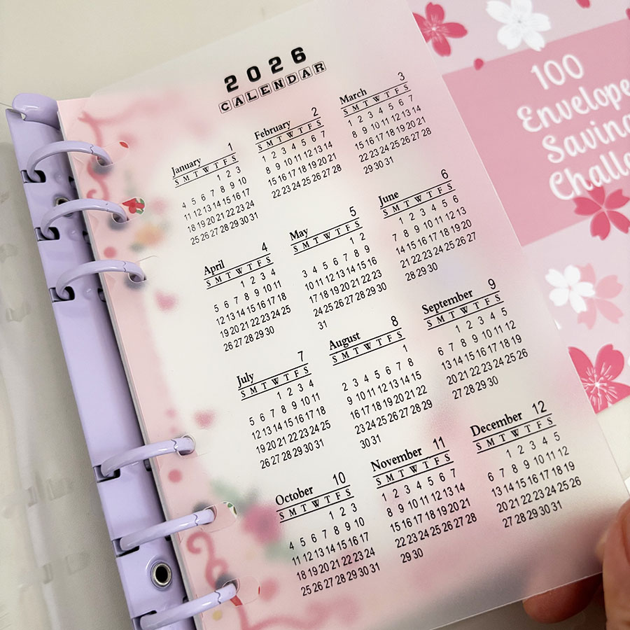 Sharkbang 2026 A5/A6 PP-Ordnertafel, transparente, mattierte Kalenderindex-Nachfüllung, lose Blatt-Ringleitblech