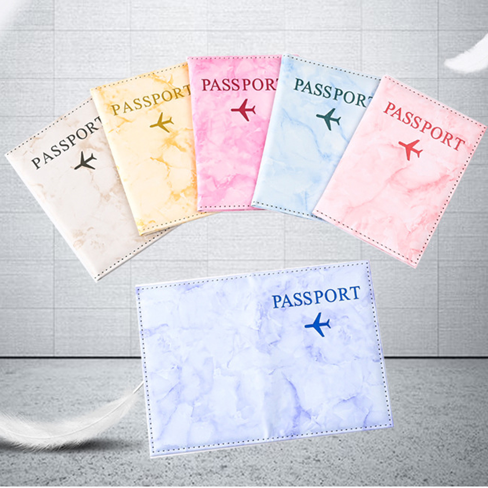 Funda para pasaporte con diseño de mármol Macaron, Clip para billetes de vuelo, porta documentos, porta pasaporte de viaje, tarjetero de identificación, billetera para pasaporte