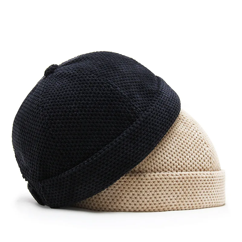 Bocca Retro cúpula gorro para hombres y mujeres sombreros sin ala Skullcap Docker Vintage ajustable Color sólido novedad algodón