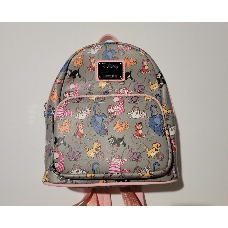 Loungefly Disney Cats Faux Leather Damska torba na ramię z podwójnym paskiem Torebka Mini plecak z kotem Cheshire