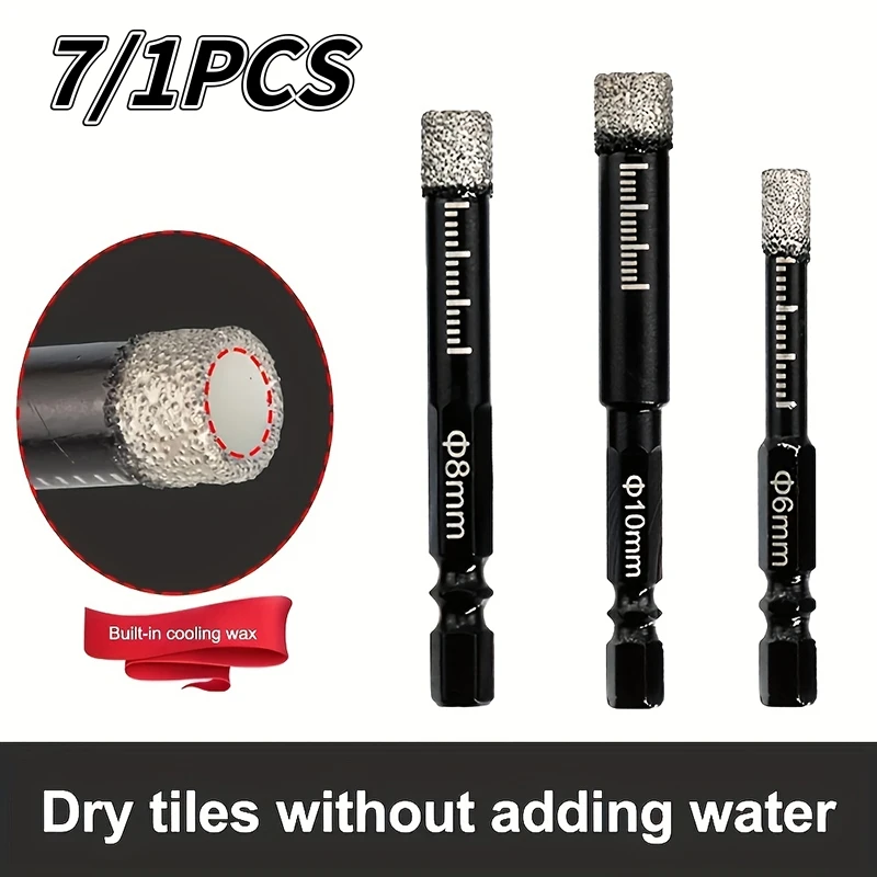 7/1PCS 5-16mm Dry Diamond Drill Bit Set  Diamond Core Drill Bits For Ceramic Tile Marble Granite Glass Drilling Tools Set